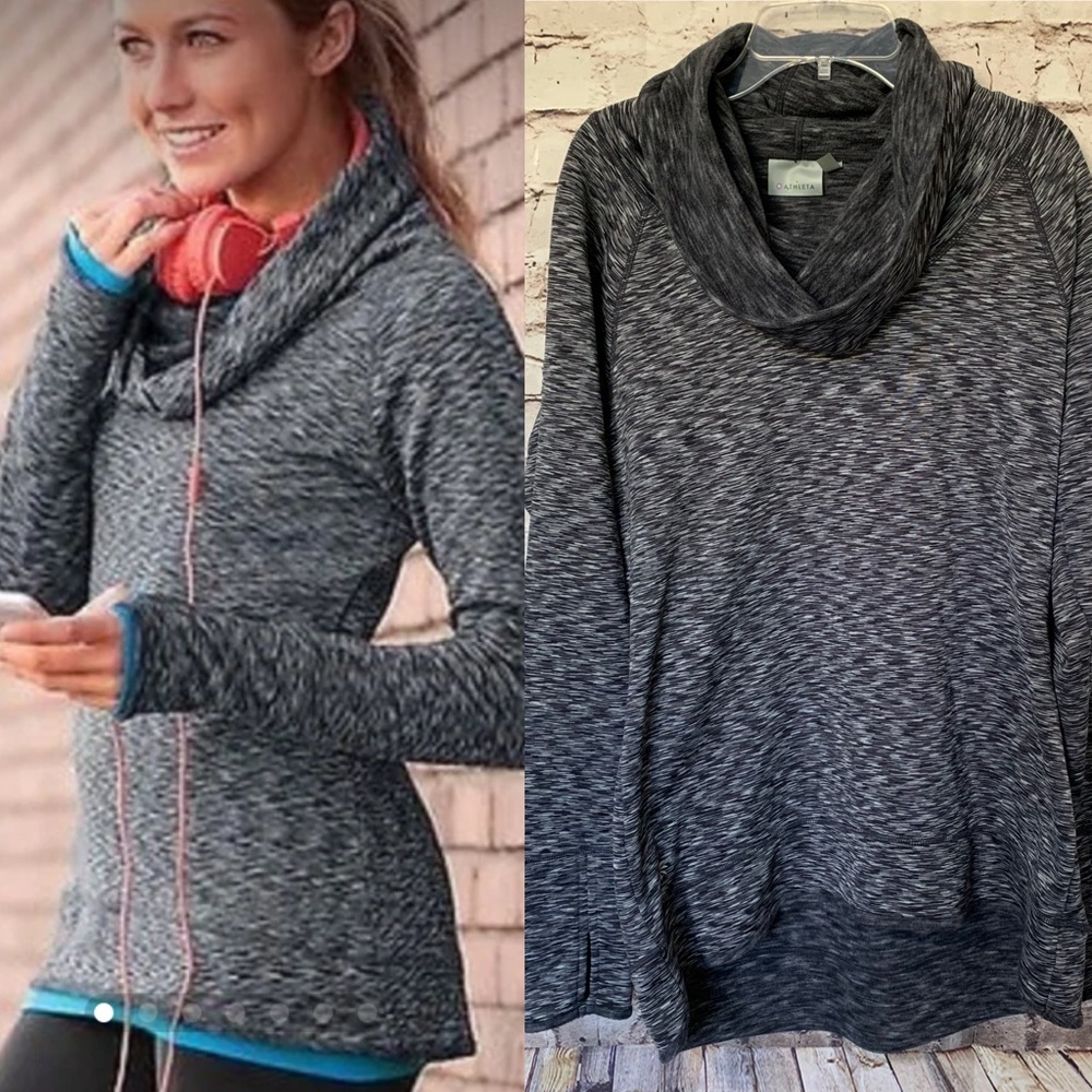 Athleta Space Dye Tranquility Cowl Neck Pullover M